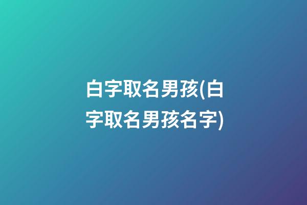 白字取名男孩(白字取名男孩名字)