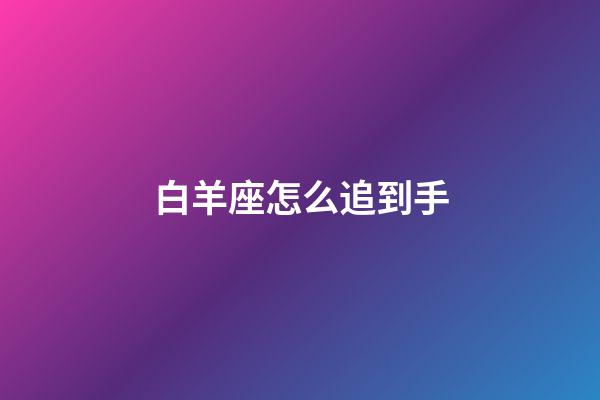白羊座怎么追到手