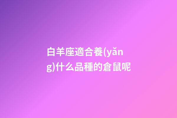 白羊座適合養(yǎng)什么品種的倉鼠呢-第1張-星座運(yùn)勢(shì)-玄機(jī)派