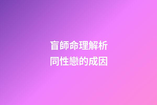 盲師命理解析同性戀的成因