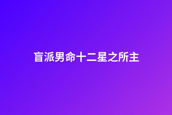 盲派男命十二星之所主