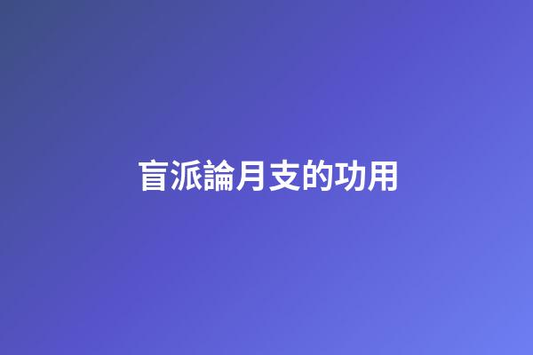 盲派論月支的功用