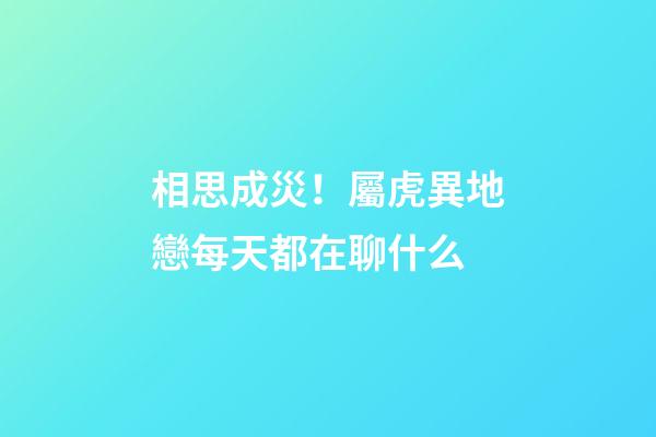 相思成災！屬虎異地戀每天都在聊什么