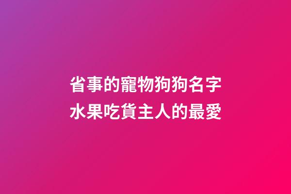 省事的寵物狗狗名字水果吃貨主人的最愛