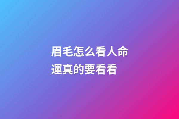 眉毛怎么看人命運真的要看看