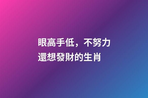 眼高手低，不努力還想發財的生肖