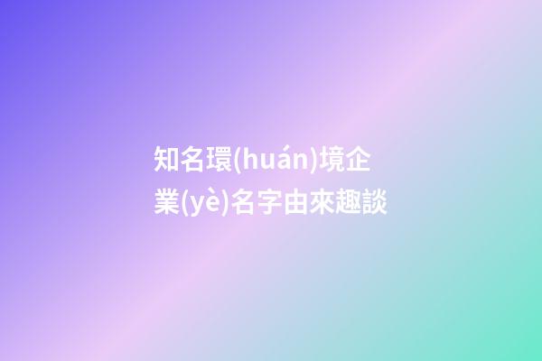 知名環(huán)境企業(yè)名字由來趣談-第1張-公司起名-玄機派
