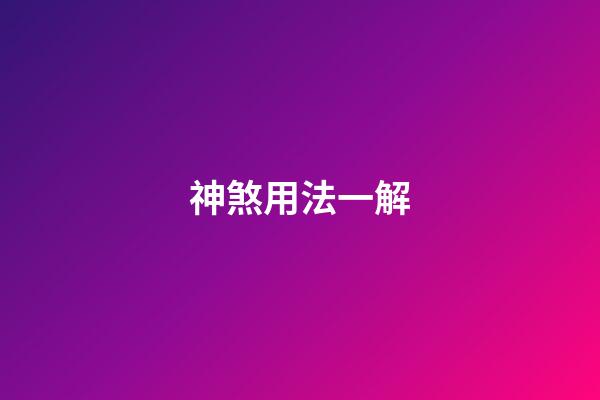 神煞用法一解