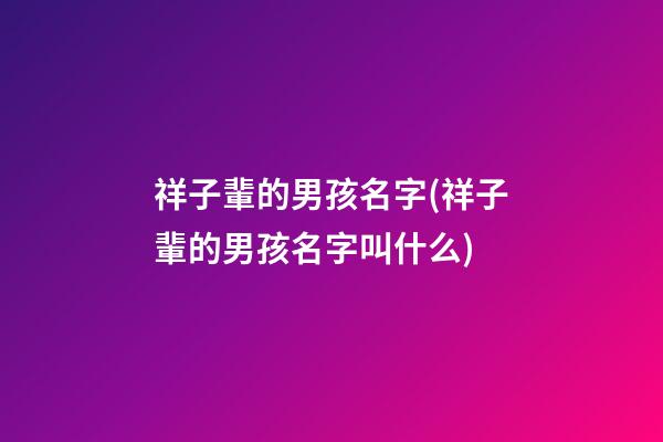祥子輩的男孩名字(祥子輩的男孩名字叫什么)