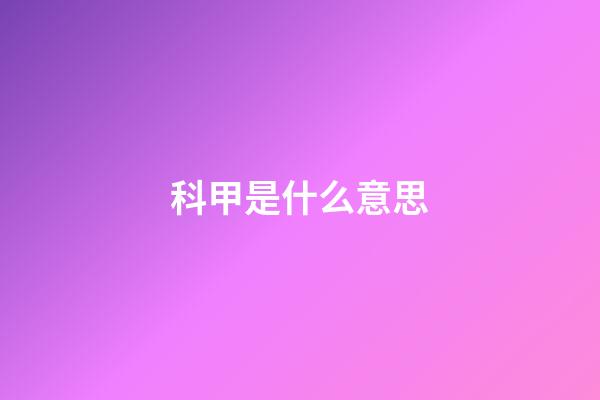 科甲是什么意思?