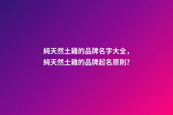 純天然土雞的品牌名字大全，純天然土雞的品牌起名原則？-第1張-商標(biāo)起名-玄機派