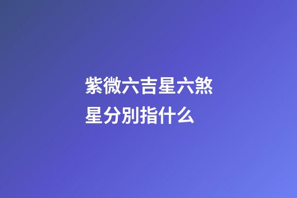 紫微六吉星六煞星分別指什么