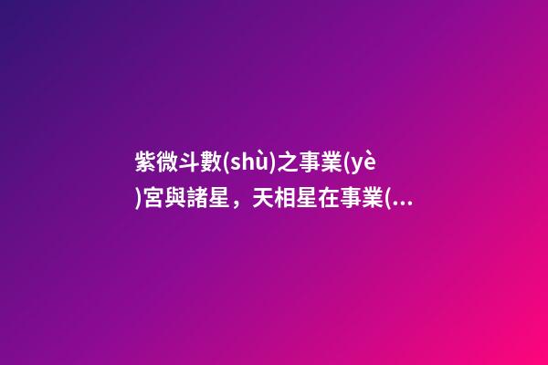 紫微斗數(shù)之事業(yè)宮與諸星，天相星在事業(yè)宮是什么意思？