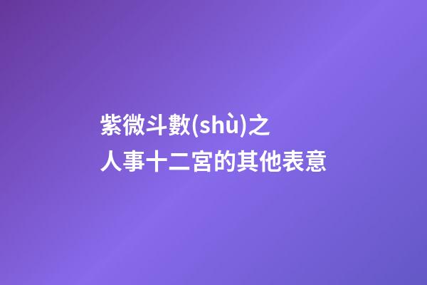 紫微斗數(shù)之人事十二宮的其他表意