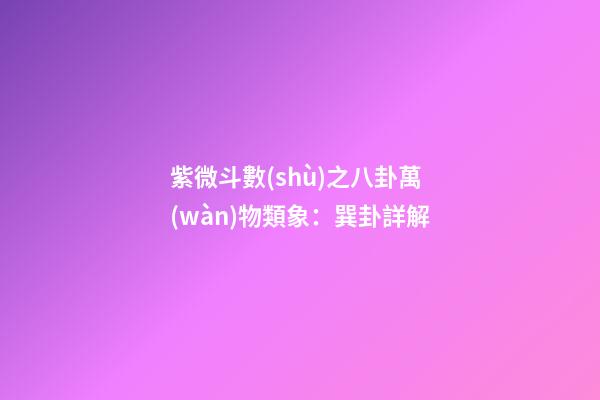 紫微斗數(shù)之八卦萬(wàn)物類象：巽卦詳解