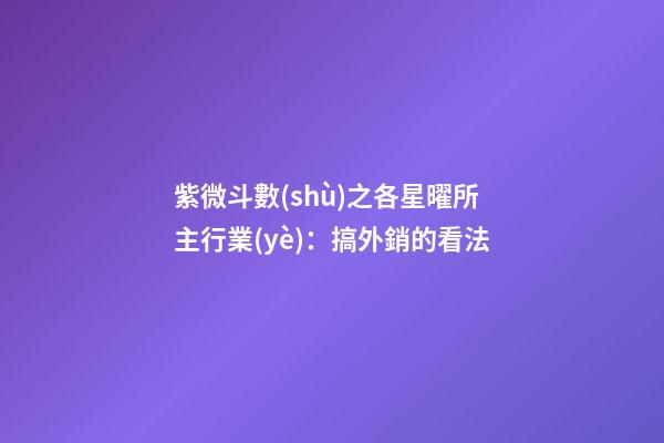 紫微斗數(shù)之各星曜所主行業(yè)：搞外銷的看法