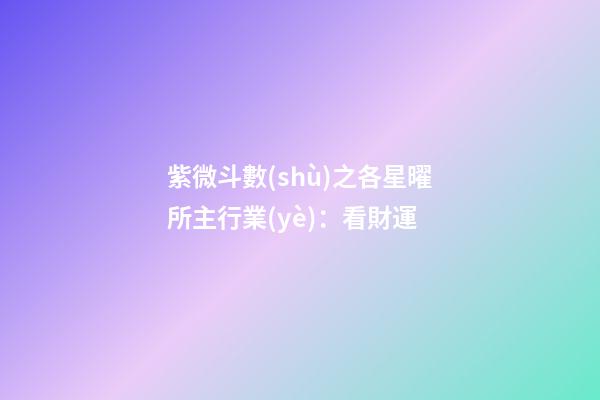 紫微斗數(shù)之各星曜所主行業(yè)：看財運