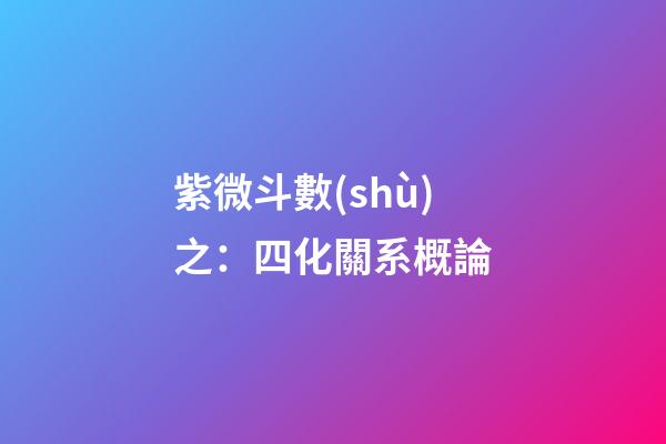 紫微斗數(shù)之：四化關系概論