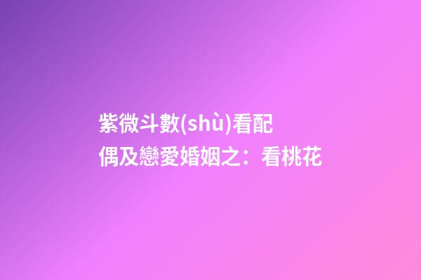 紫微斗數(shù)看配偶及戀愛婚姻之：看桃花
