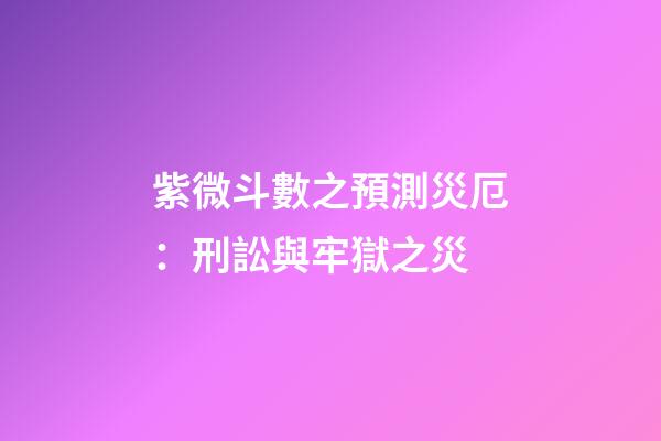 紫微斗數之預測災厄：刑訟與牢獄之災