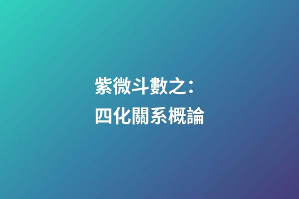 紫微斗數之：四化關系概論