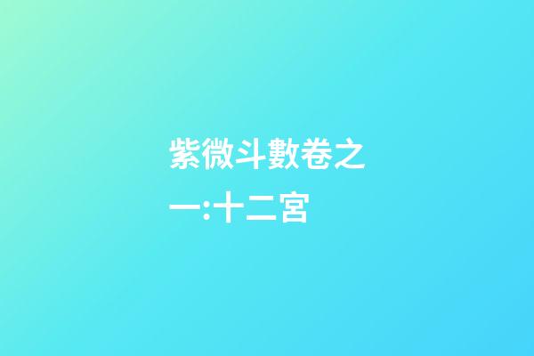 紫微斗數卷之一:十二宮