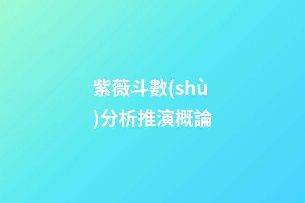 紫薇斗數(shù)分析推演概論