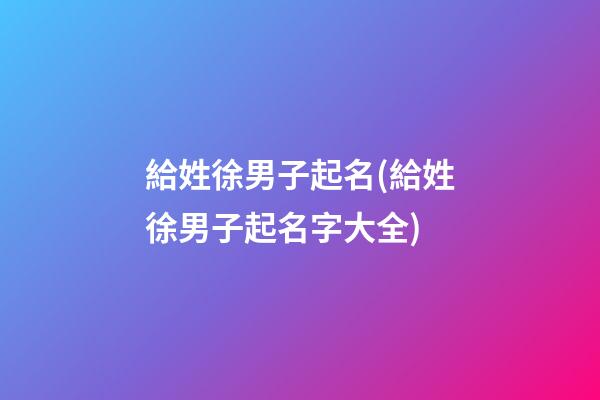 給姓徐男子起名(給姓徐男子起名字大全)