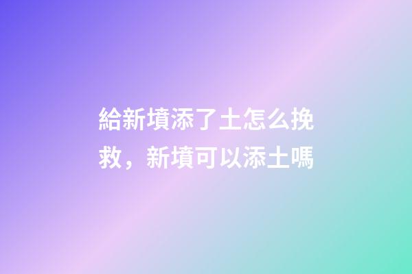 給新墳添了土怎么挽救，新墳可以添土嗎