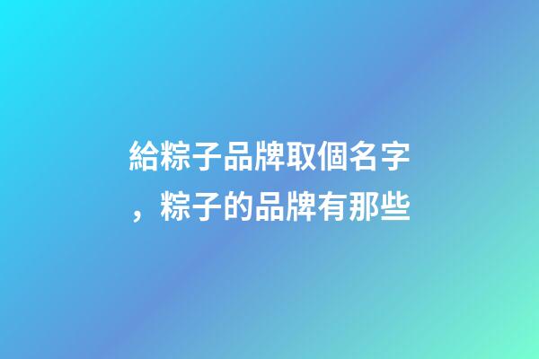 給粽子品牌取個名字，粽子的品牌有那些-第1張-商標起名-玄機派