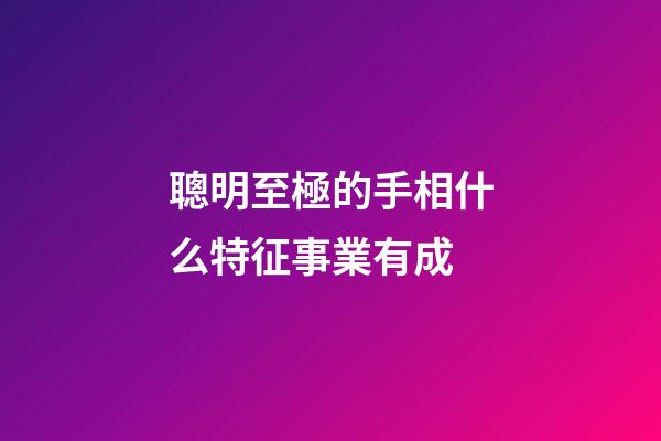 聰明至極的手相什么特征事業有成