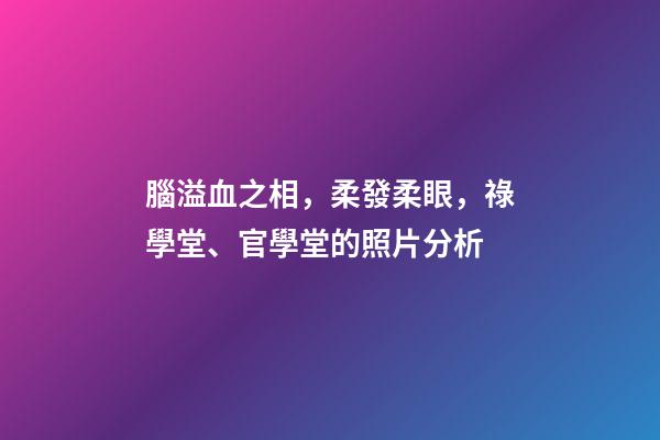 腦溢血之相，柔發柔眼，祿學堂、官學堂的照片分析