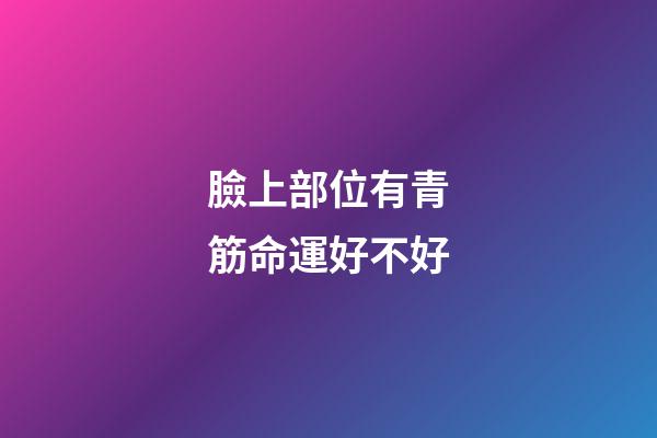 臉上部位有青筋命運好不好