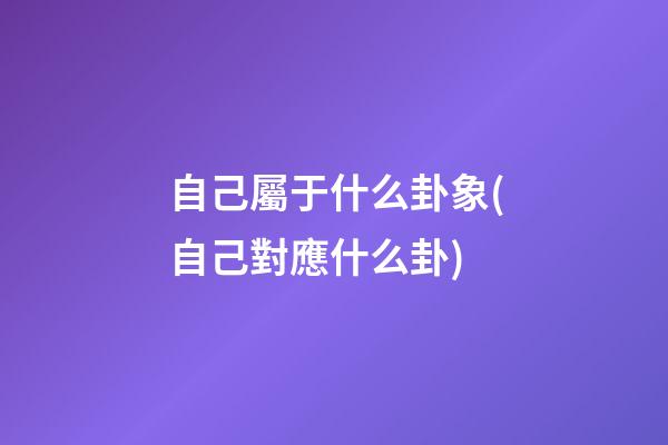 自己屬于什么卦象(自己對應什么卦)