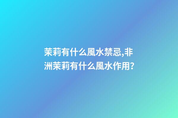 茉莉有什么風水禁忌,非洲茉莉有什么風水作用？