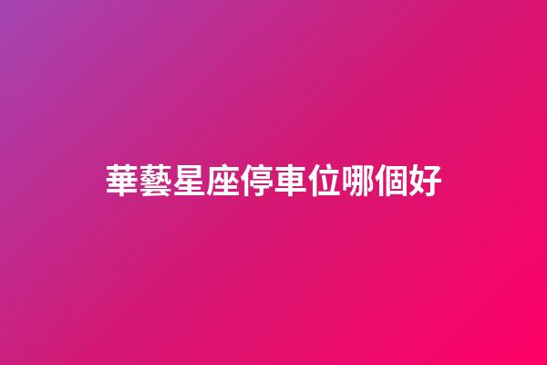 華藝星座停車位哪個好