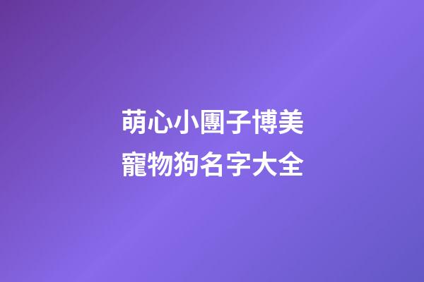 萌心小團子博美寵物狗名字大全
