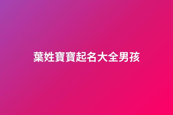 葉姓寶寶起名大全男孩(2023年葉姓男寶寶名)-第1張-男孩起名-玄機派
