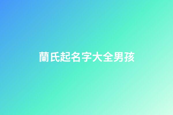 蘭氏起名字大全男孩(蘭姓男寶名字)-第1張-男孩起名-玄機派