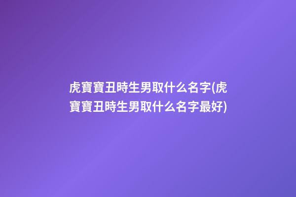 虎寶寶丑時生男取什么名字(虎寶寶丑時生男取什么名字最好)