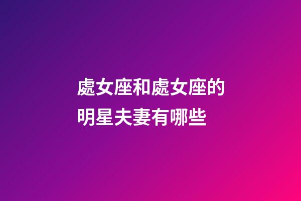 處女座和處女座的明星夫妻有哪些-第1張-星座運勢-玄機派