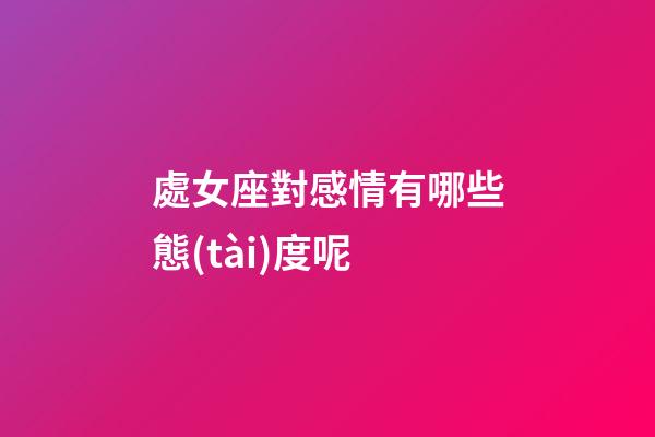處女座對感情有哪些態(tài)度呢-第1張-星座運勢-玄機派