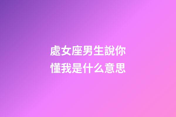 處女座男生說你懂我是什么意思