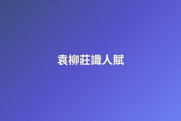 袁柳莊識人賦