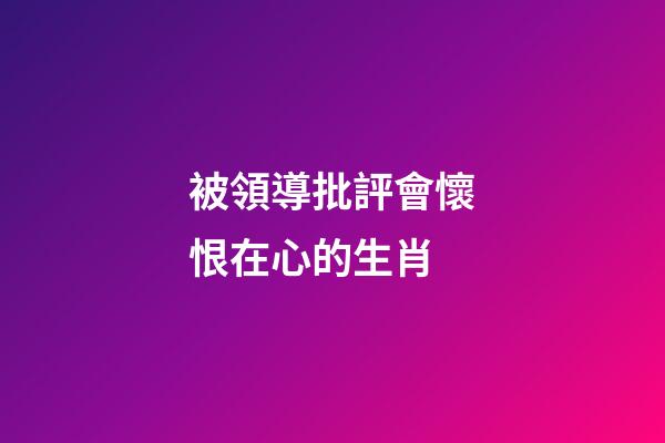 被領導批評會懷恨在心的生肖