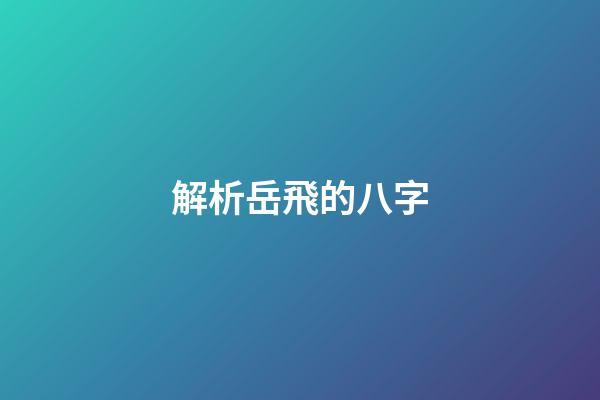 解析岳飛的八字