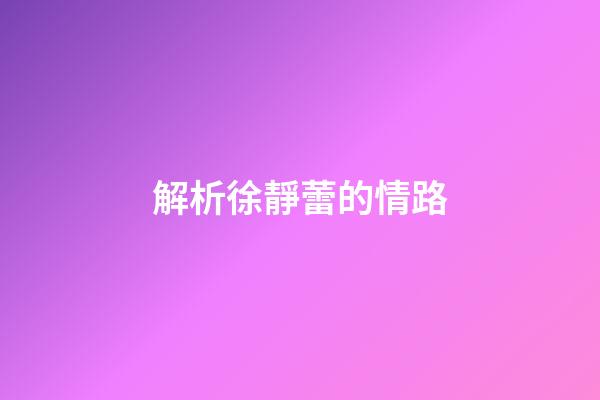 解析徐靜蕾的情路