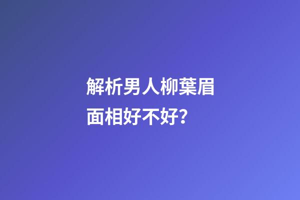 解析男人柳葉眉面相好不好？