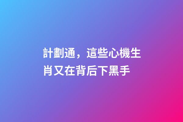 計劃通，這些心機生肖又在背后下黑手