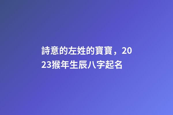 詩意的左姓的寶寶，2023猴年生辰八字起名